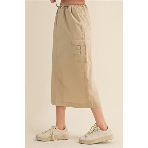 NEW! Cargo skirt with drawstring midi skirt - Picture 3 of 6